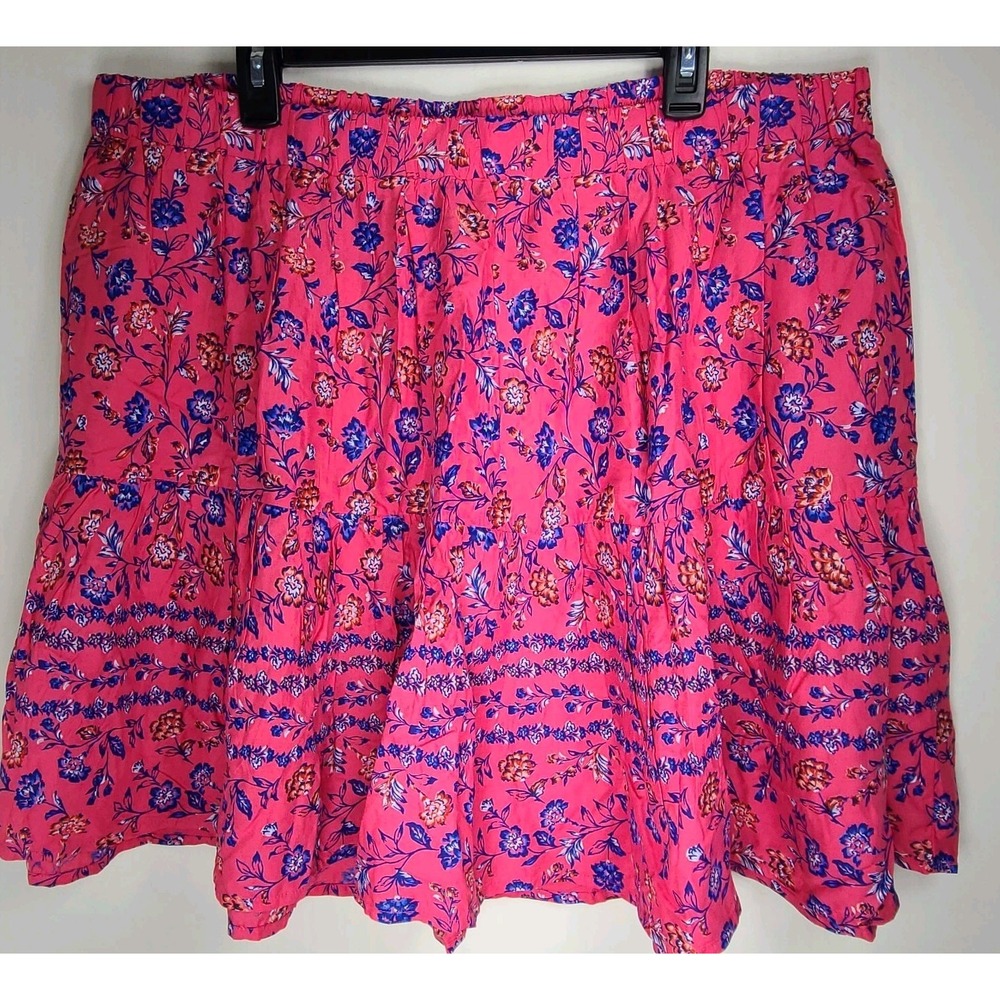 Lane Bryant Women's Floral Tiered Skirt Size 22/24 NWT Pink‎ Blue Boho $70